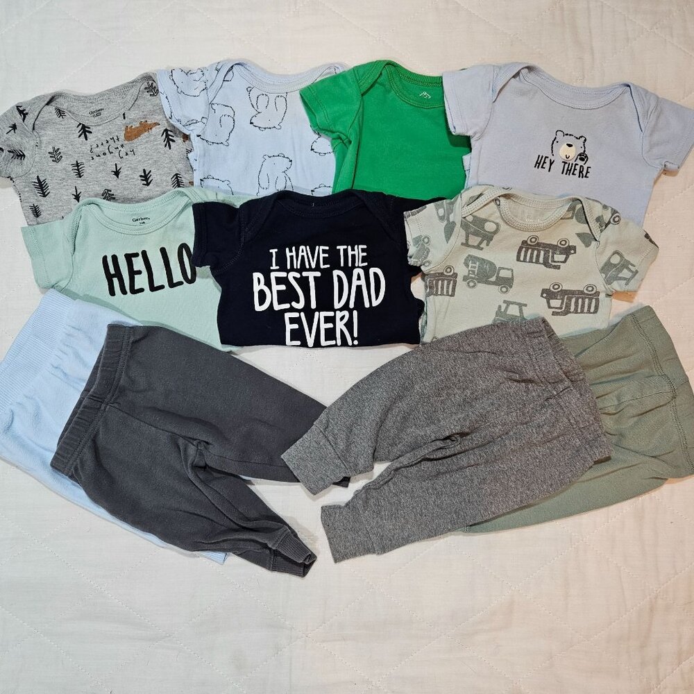 Baby Boy‎ Bodysuits & Pants Lot 11 Piece 3-6M Gerber Onesies Simple Joys Carters